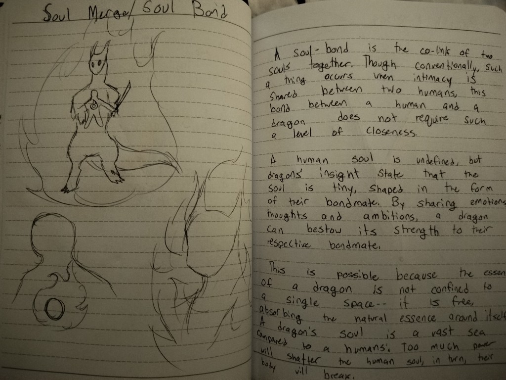 A soul bond is the co-link of the souls together. Through conventionally, such a thing is shared between two humans, this bond between a human and a dragon does not require such a level of closeness. 

A human soul is undefined, but a dragon's insight state that the soul is tiny, shaped in the form of their bondmate. By sharing emotions, thoughts and ambitions, a dragon can bestow its strength to their respective bondmate. 

This is possible because the essence of a dragon is not confined to a single space-- it is free, absorbing the natural essence around itself. A dragon's soul is a vast sea compared to a human's.

Too much power will shatter the human soul, in turn, their body will break.